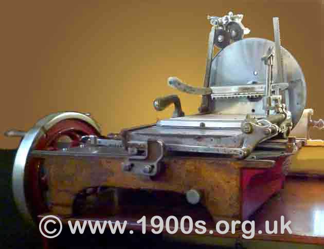 Old style bacon slicer, as used and as on counter display in grocers shops in the middle years of the 20th century