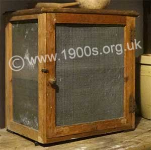 Food safe, also known as a meat safe, designed to hang on a wall