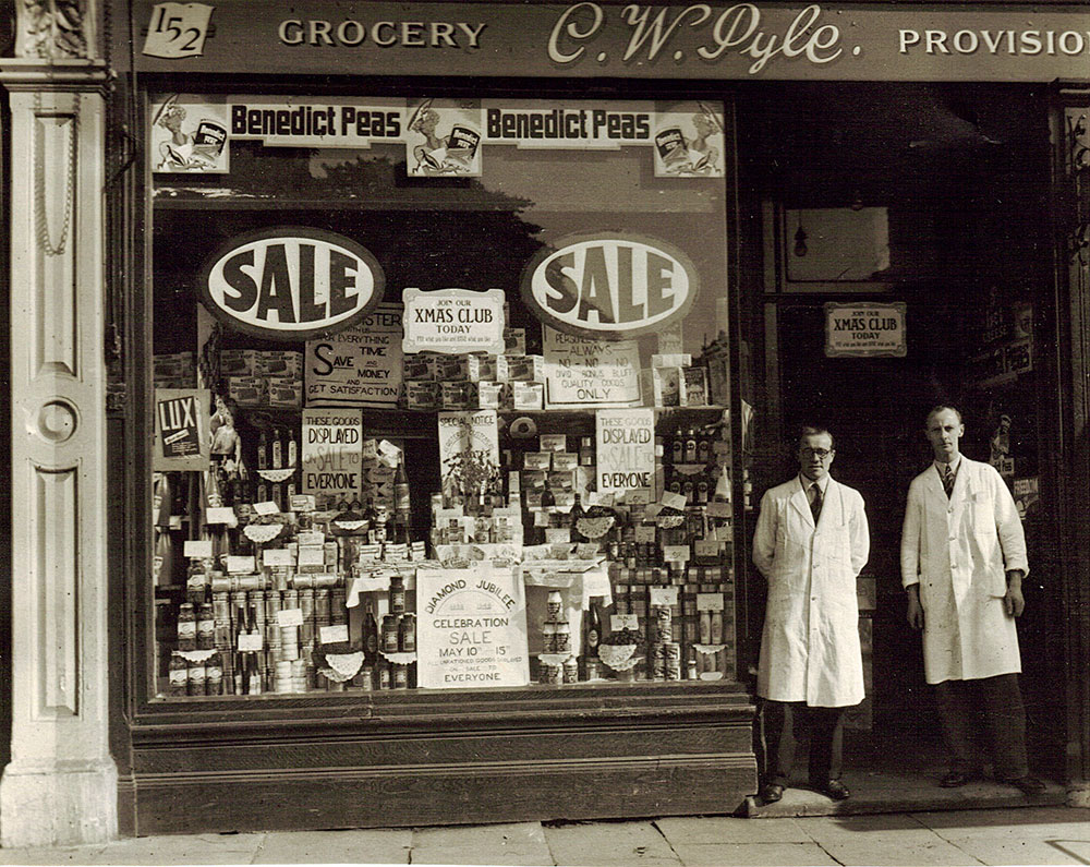 Small family grocer shops mid-20th century UK