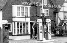 Typical early petrol station, known as a garage, 1940s, 1950s and 1960s Britain