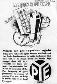 Advert in a 1943 magazine, telling readers that Pye Radios will be ready when 'better days' come after the end of World War Two, thumbnail