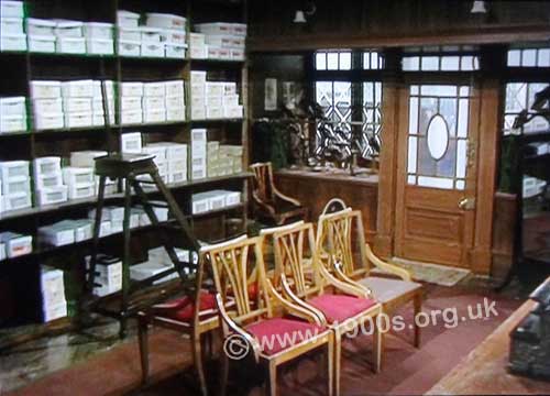 Inside a typical old shoe shop