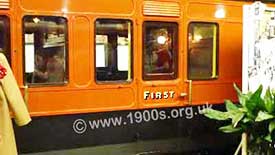 First class train coach (then known as a train carriage), 1940s or 1950s