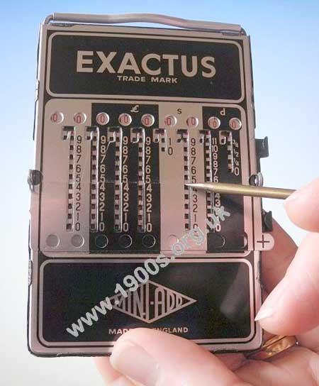 Exactus mechanical calculator for pre-decimal money