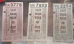 tram tickets from the last tram week, July 1952