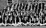 Far left section of the 1955 School photograph for Copthall County Grammar School.