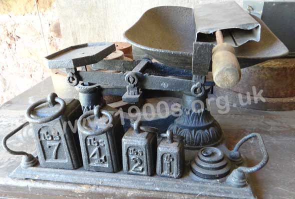 Scales and weights as used for baking in the 1940s and before