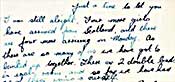 The heavy than fading off appearance of writing made with a pen and nib where the nib had to be repeated dipped into ink - typical of much writing in the first half of the 20th century.